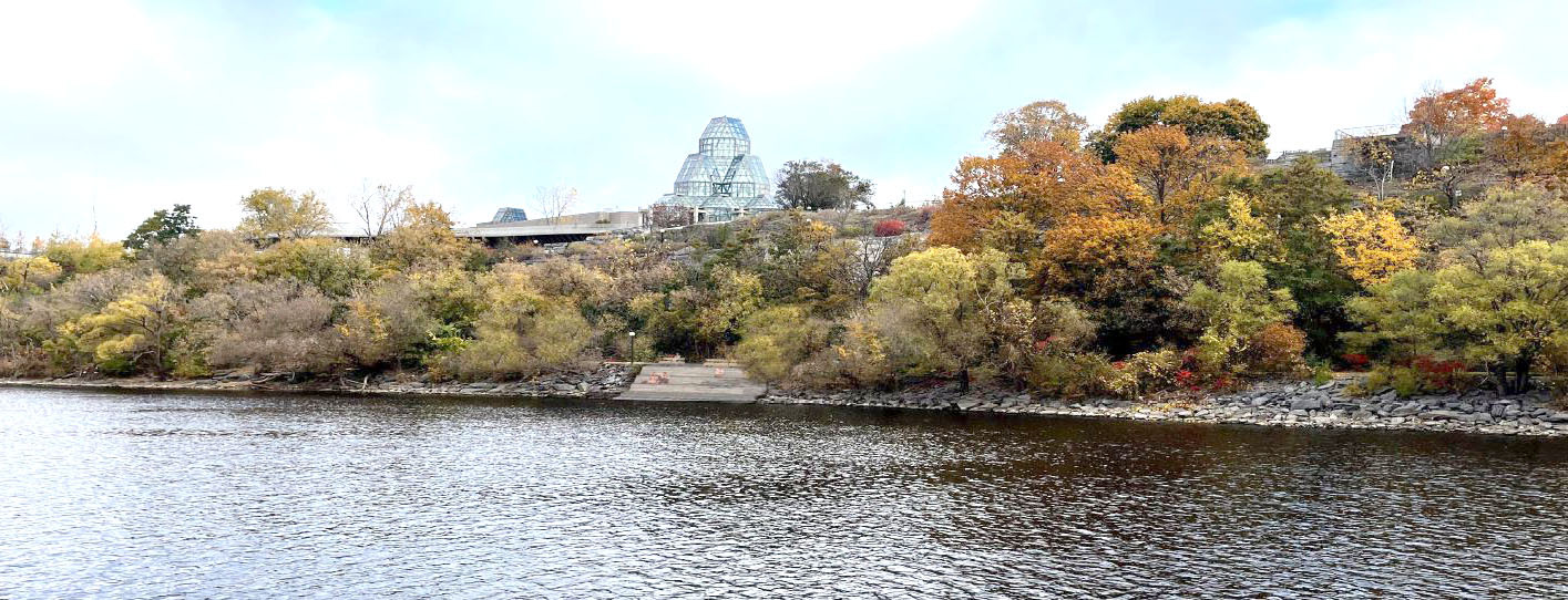 View of the East Wharf Platform's future location, with the museum in the background.